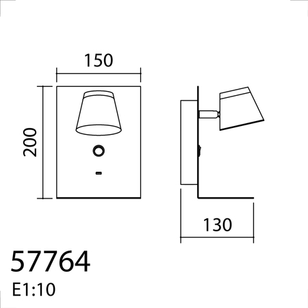 Lampa ścienna LIBIA czarny 5W 3000K USB C, z przewodem z wtyczką