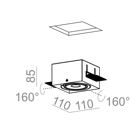 Lampa wpuszczana AQForm Squares 70 x 1 Qrled Lens Trimless Biały Struktura