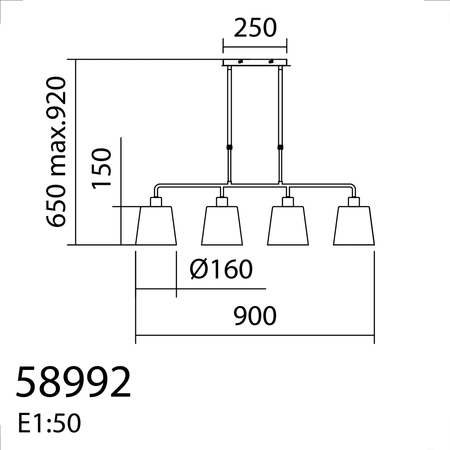 Lampa wisząca DEKO chrom matowy 4xE27 szklany klosz