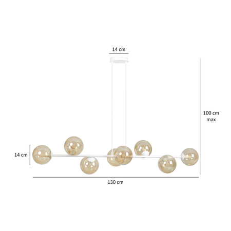 Lampa wisząca ROSSI 8 WH MIODOWY Emibig 879/8 biały/beżowy