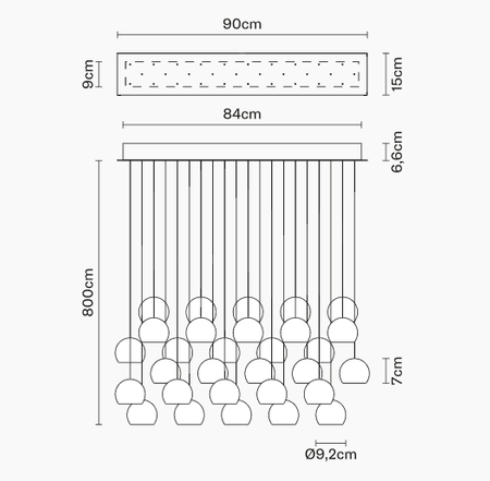 Lampa wisząca Fabbian F32A3000 Multispot Beluga-Rosone 900x150 30L.