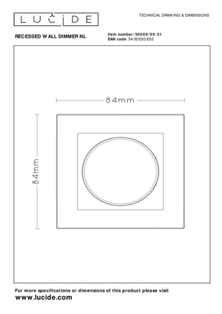 Lucide RECESSED WALL DIMMER 50000/00/31 
