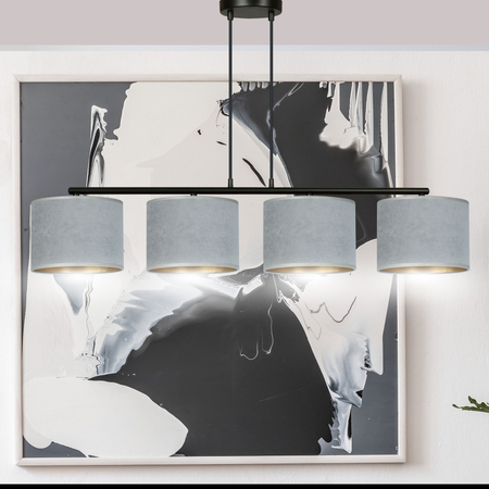 Lampa wisząca HILDE 4 BL GRAY Emibig 1050/4 czarny/chrom