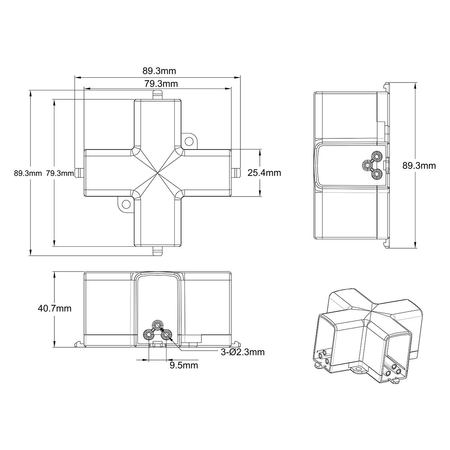 Light Prestige Łącznik X mechaniczny do oświetlenia modułowego Geometric System New LP-0209 łącznik X empty