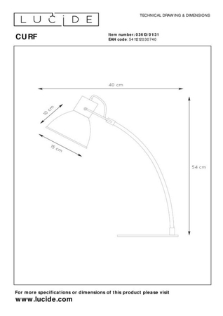 Lampa biurkowa Lucide CURF biały 3613/01/31
