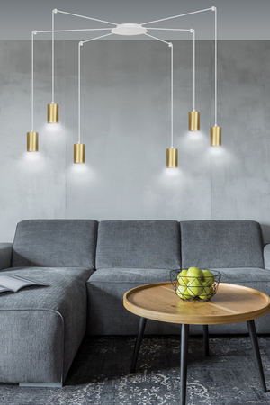 Lampa wisząca TRAKER 6 WH/GOLD Emibig 527/6 biały/złoty