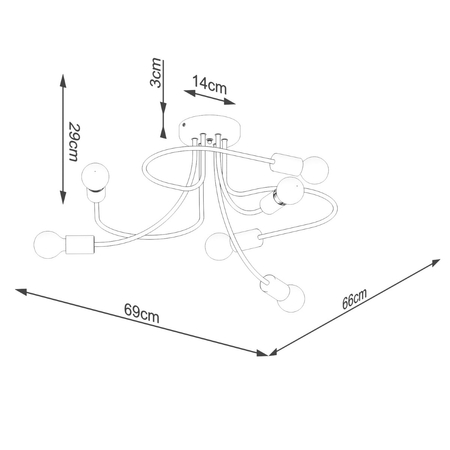 Sollux Lighting Żyrandol LEVAR 6 czarny SL.1456
