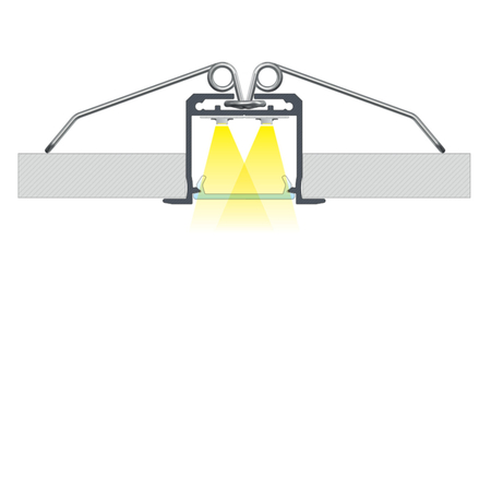 Eko-Light PROFIL ALUMINIOWY SREBRNY TYP K 2m + KLOSZ MLECZNY, SPRĘŻYNA MONTAŻOWA EKPR7559
