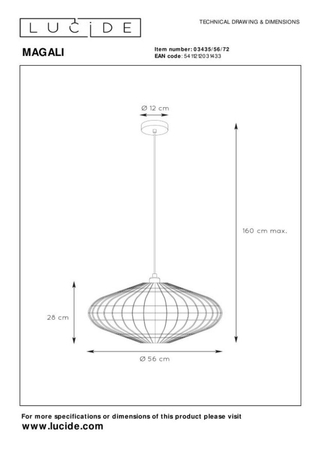 Lampa wisząca Lucide MAGALI 03435/56/72 drewniany