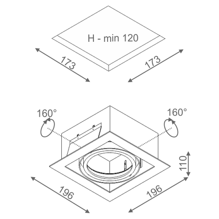 Lampa wpuszczana AQForm Squares 111 x 1 230V Recessed Biały Struktura