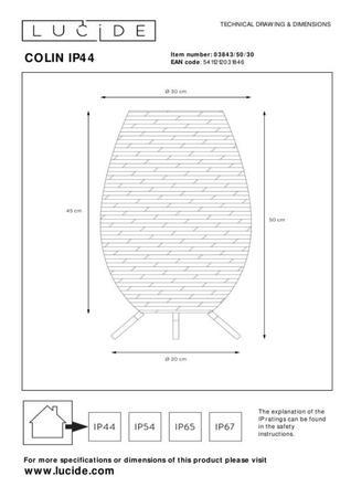 Lampa zewnętrzna Lucide COLIN 03843/50/30 czarny