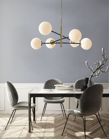 Lampa wisząca OVIEDO 6 GO/BK Azzardo AZ4421 biały/złoty