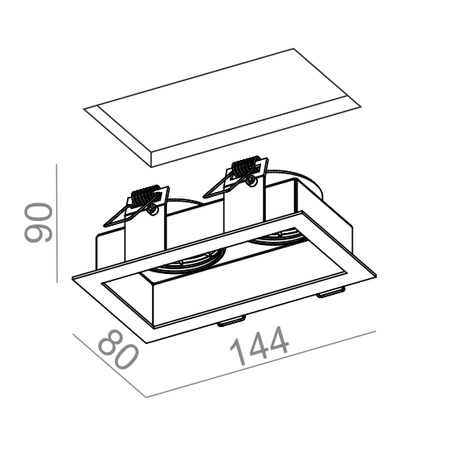 Lampa wpuszczana AQForm Minisquare x 2 230V Recessed Biały Struktura