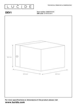 Kinkiet Lucide DEVI biały 9201/01/31