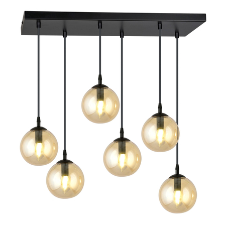 Lampa wisząca COSMO 6 BL MIODOWY Emibig 713/6 czarny/złoty