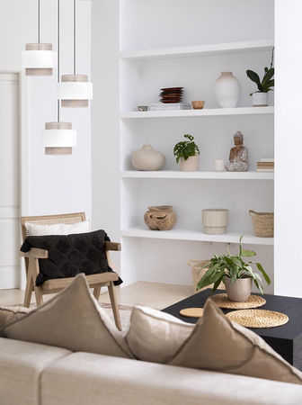 Lampa wisząca CEZAR Kaja K-5272 biały/beżowy