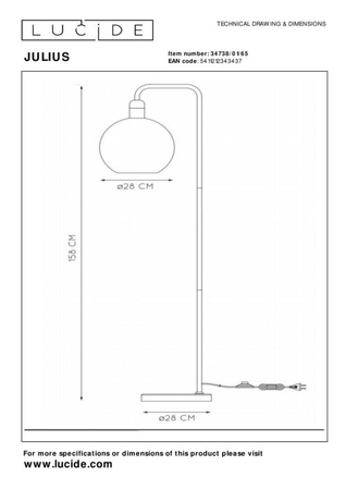 Lampa podłogowa Lucide JULIUS 34738/01/65 czarny