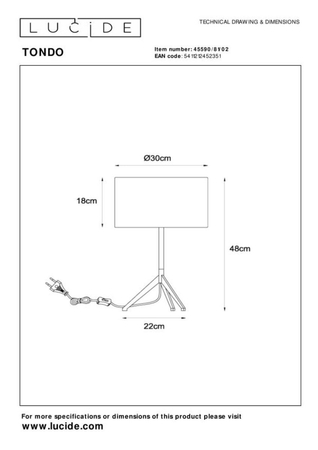 Lampa stołowa Lucide TONDO 45590/81/02 czarny/złoty