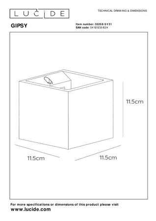 Kinkiet Lucide GIPSY biały 35208/01/31
