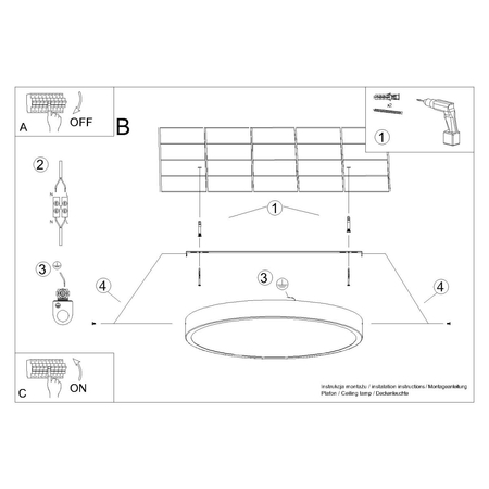 Sollux Lighting Plafon ONYX 30 czarny LED 3000K SL.1242