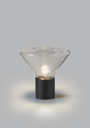 Lampa stołowa DELTA czarny mat E27 szkło transparentne