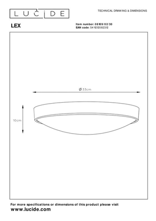 Lampa sufitowa Lucide LEX czarny 08109/02/30
