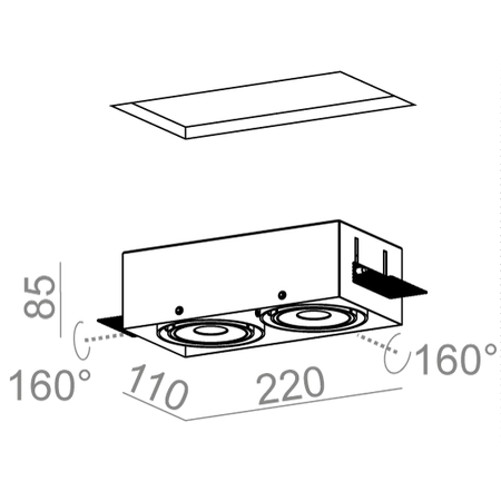 Lampa wpuszczana AQForm Squares 70 x 2 Qrled Lens 230V Trimless Recessed Biały Struktura