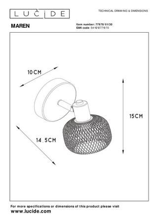 Reflektor Lucide MAREN 77978/01/30 czarny