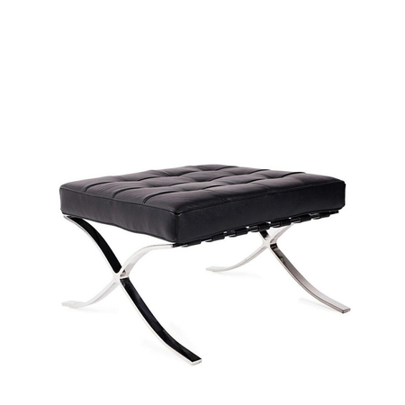 Podnóżek BARCELON czarny - włoska skóra naturalna, stal