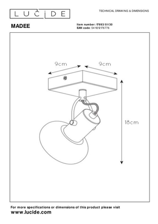 Reflektor Lucide MADEE 17993/01/30 czarny