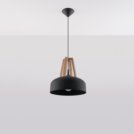 Sollux Lighting Lampa wisząca CASCO czarna/naturalne drewno SL.0390