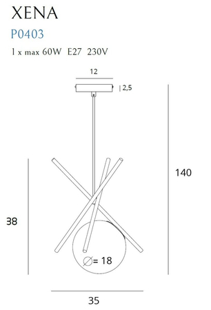 Lampa wisząca Maxlight P0403 mosiądz