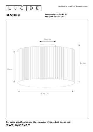 Lampa sufitowa Lucide MAGIUS 03129/42/30 drewniany