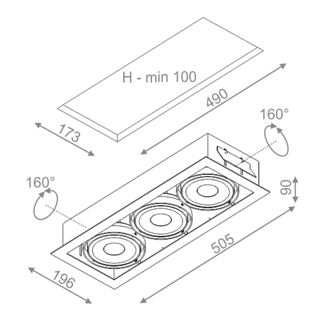 Lampa wpuszczana AQForm Squares 111 x 3 Qrled Recessed Biały Struktura