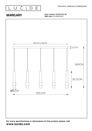 Lampa wisząca Lucide MARGARY 24402/30/30 czarny