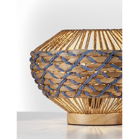 Lampa stołowa Luces Exclusivas LOMVERO LE45357 drewno jasne i ciemne, niebieski