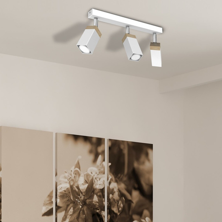 Milagro Lampa sufitowa Solo Sawn WHITE / PATINATED WOOD 3x mini GU10 MLP7479 BIEL / NATURALNE DREWNO