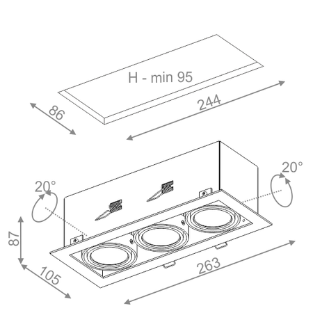Lampa wpuszczana AQForm Squares 50 x 3 LED Recessed Biały Struktura