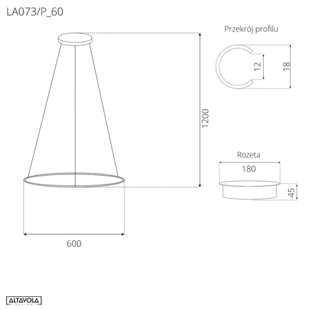 Lampa wisząca Ledowe Okręgi No.1 60cm 4k miedziana Dali
