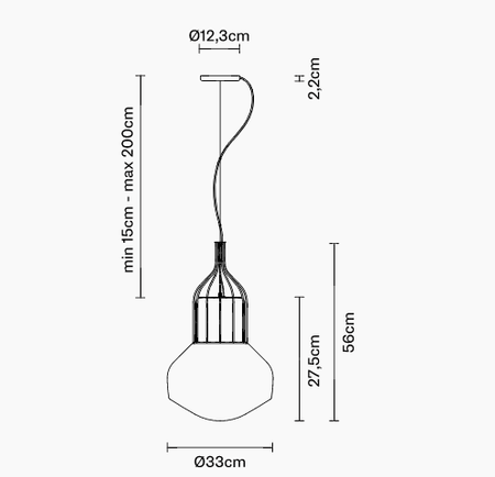 Lampa wisząca Fabbian F27A1119 Aerostat Con Gabbia Ø 330 Ottonato