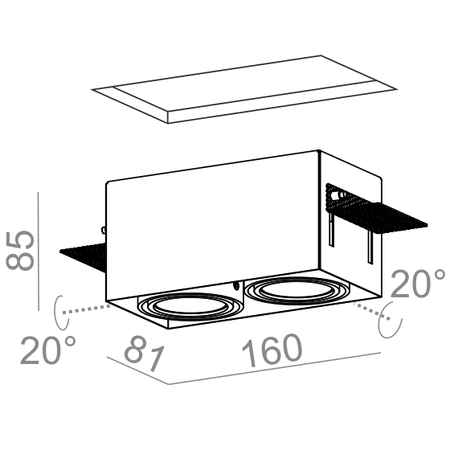 Lampa wpuszczana AQForm Squares 50 x 2 LED 230V Trimless Recessed Biały Struktura
