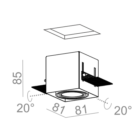 Lampa wpuszczana AQForm Squares 50 x 1 LED 230V Trimless Recessed Biały Struktura