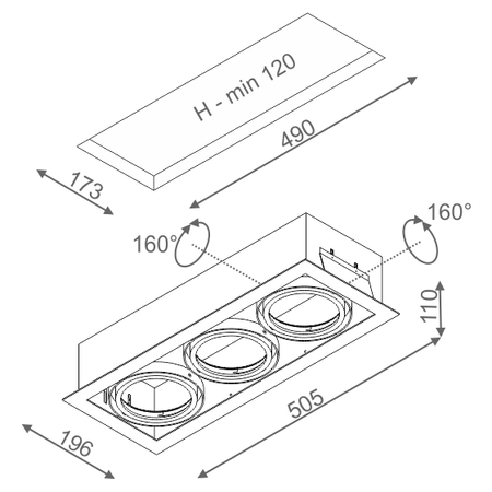 Lampa wpuszczana AQForm Squares 111 x 3 230V Recessed Biały Struktura