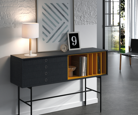 Lampa stołowa NOELIA czarny mat, drewno naturalne 1xE27 abażur biały