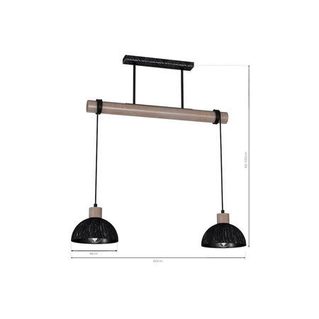 Milagro Lampa wisząca ERIK Sawn black/Patinated wood 2XE27 MLP7639 PRZECIERANY CZARNY / DREWNO PATYNOWANE