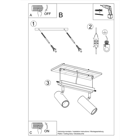 Sollux Lighting Plafon DIREZIONE 2 czarny SL.0500