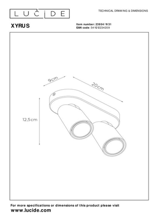 Reflektor Lucide XYRUS 23954/11/31 biały