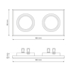 Eko-Light Oczko sufitowe szklane KWADRATOWE 2xGU10 Kolor: CZARNY EKOS926 CZARNY