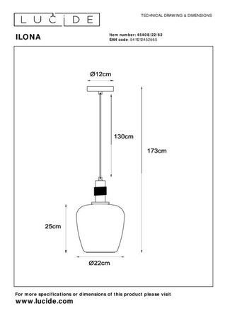 Lampa wisząca Lucide ILONA 45408/22/62 czarny