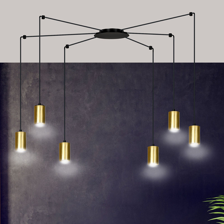 Lampa wisząca TRAKER 6 BL/GOLD Emibig 526/6 czarny/złoty